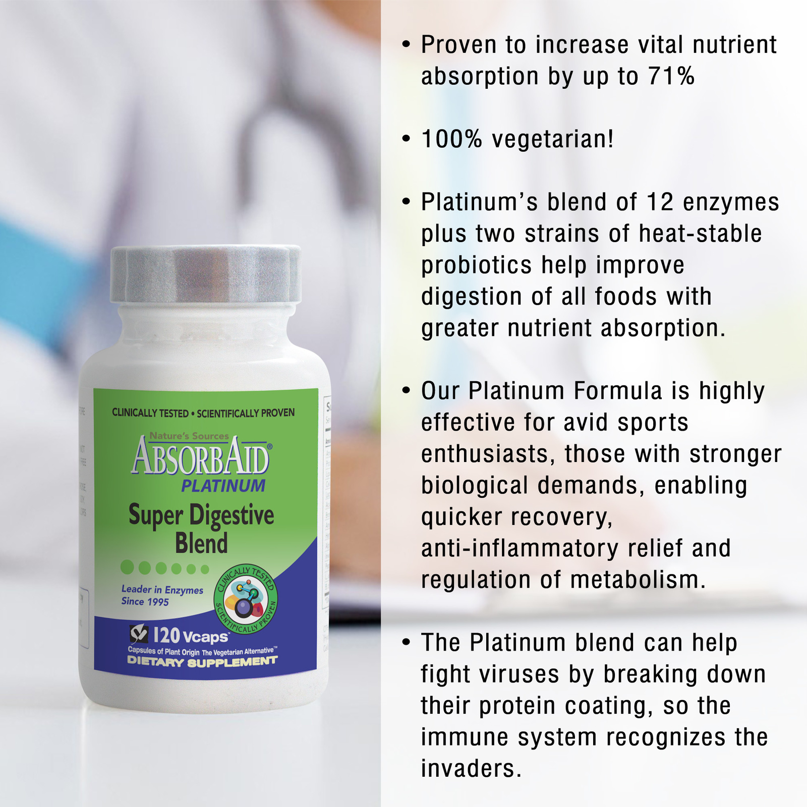 AbsorbAid Platinum 120 Digestive Enzymes features