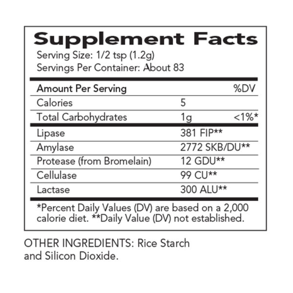 AbsorbAid Original 100g Digestive Enzyme Powder label